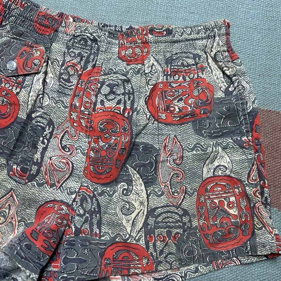Vintage 1950s 60s swim trunks shorts Hawaiian cotton novelty print surf large - Picture 3 of 11